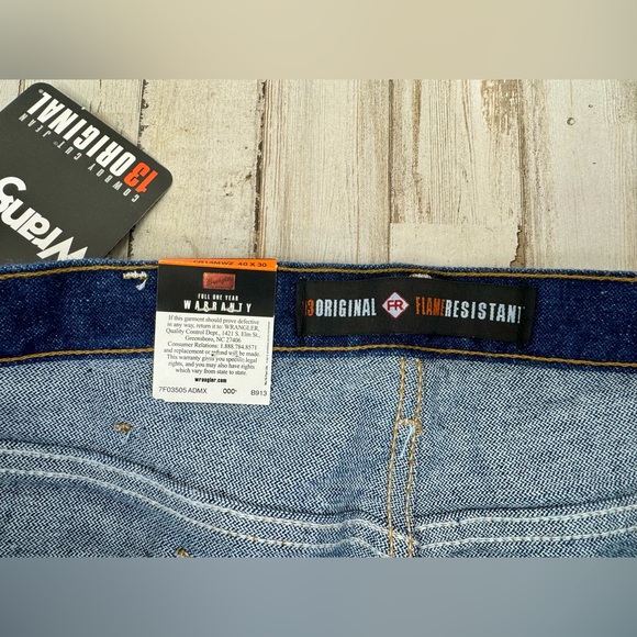 Wrangler FR HRC2 2112 Men's Straight Leg Blue Denim Jeans 40x30 NWT - Picture 5 of 11